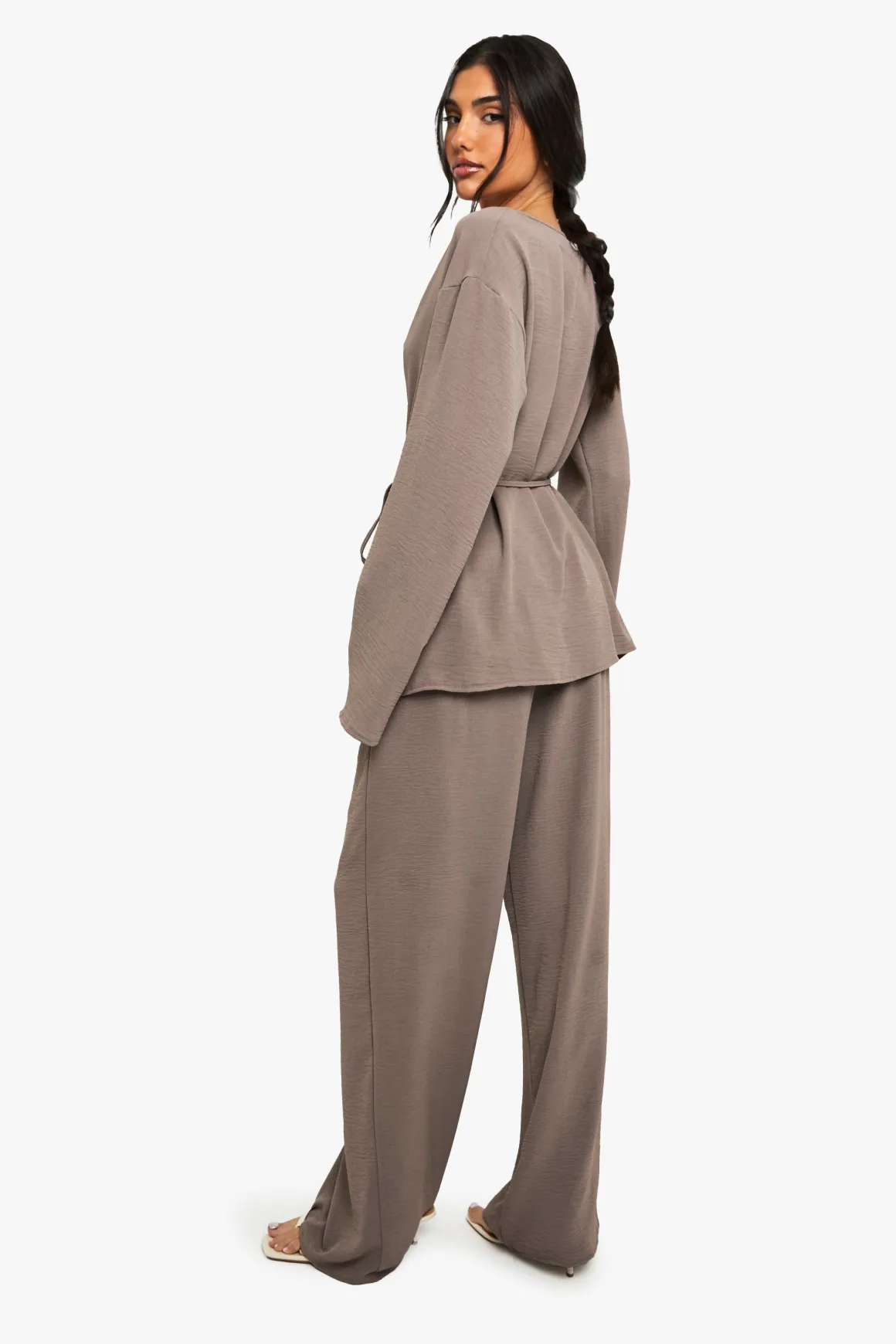 Pantalon tissé à taille élastique et jambes larges