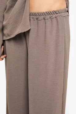 Pantalon tissé à taille élastique et jambes larges