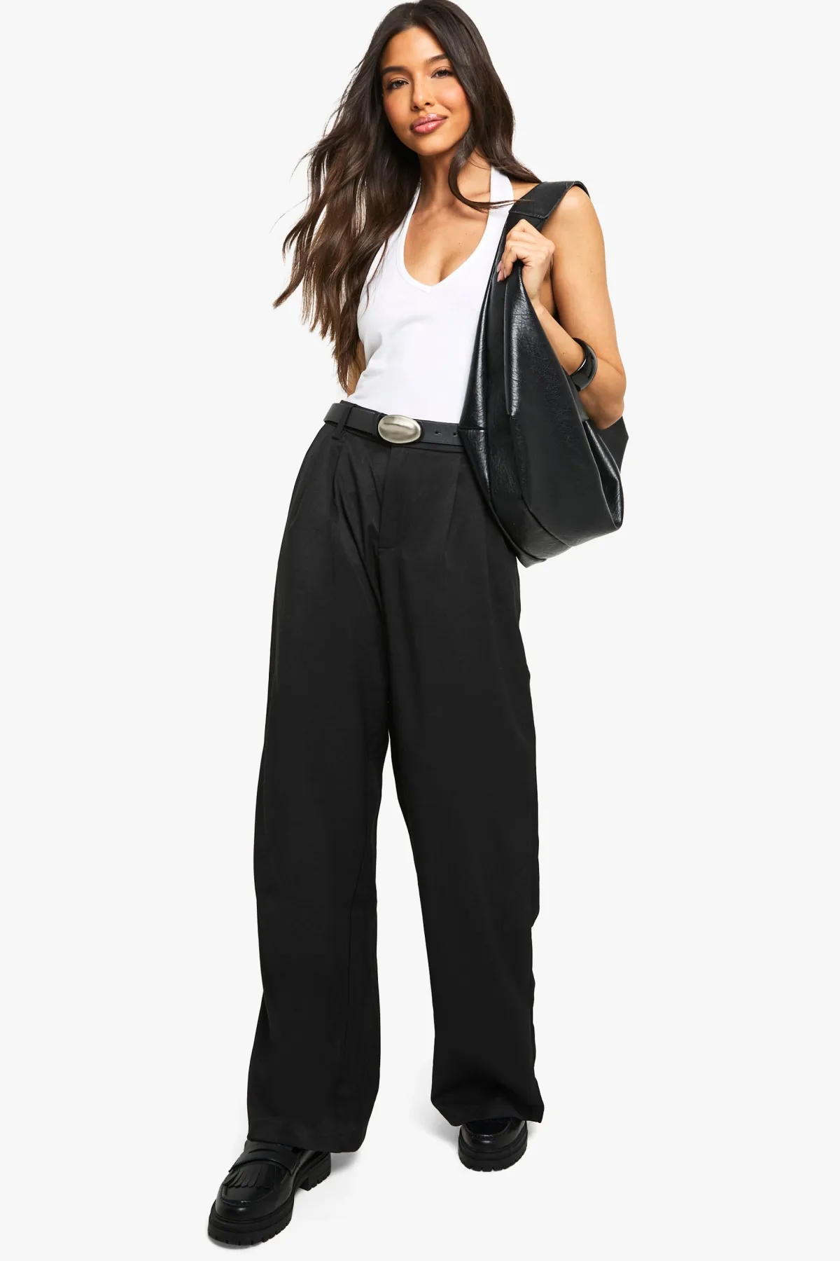 boohoo Pantalon tissé tailleur à jambe droite<Femme Pantalons|Tailleurs