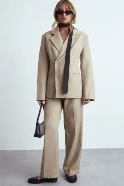 Pantalon tissé texturé sur mesure à jambe droite