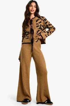 Pantalon tricoté à garniture contrastée