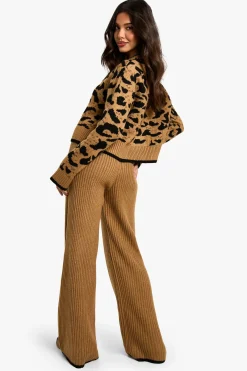 Pantalon tricoté à garniture contrastée