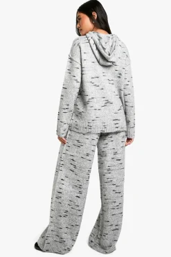 Pantalon tricoté souple en marl, décontracté à jambes larges