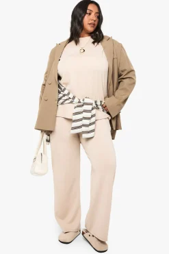 Pantalon ultra doux à jambes larges et taille élastiquée