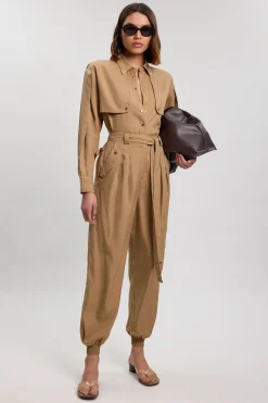 Pantalon Utilitaire En Sergé De Cupro Tissé