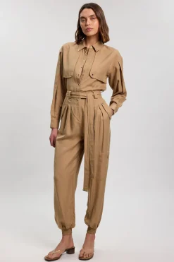 Pantalon Utilitaire En Sergé De Cupro Tissé