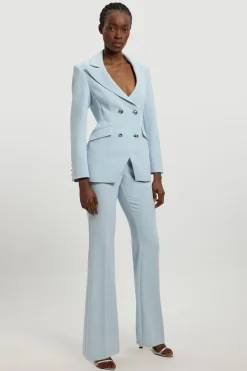 Pantalon Évasé Ajusté En Tissu Stretch Compact