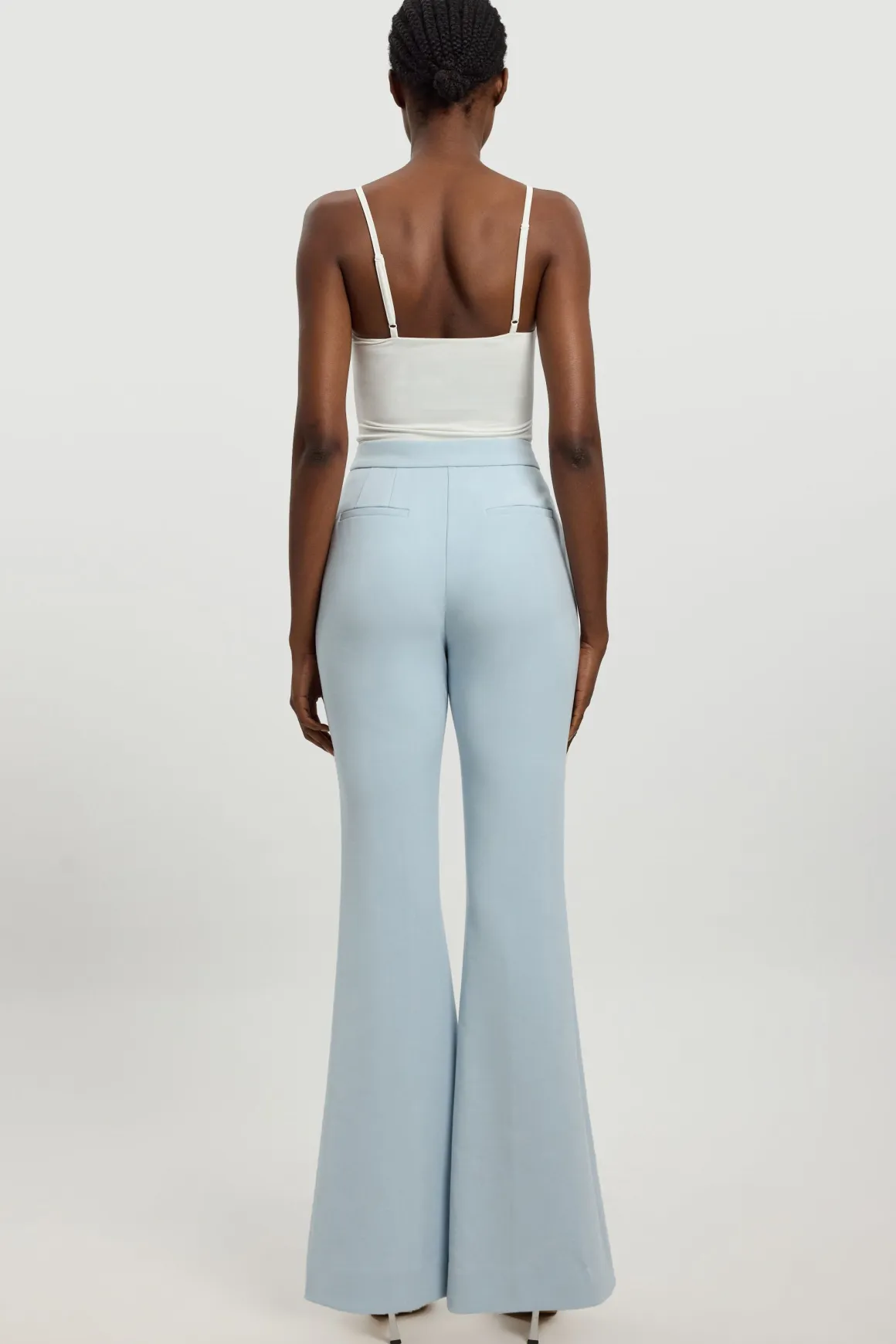 Pantalon Évasé Ajusté En Tissu Stretch Compact