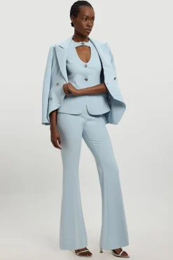 Pantalon Évasé Ajusté En Tissu Stretch Compact
