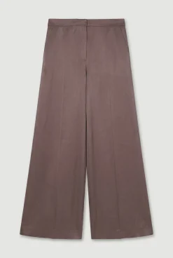 Pantalon Évasé Ajusté En Viscose Satinée