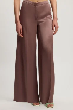 Pantalon Évasé Ajusté En Viscose Satinée