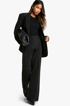 boohoo Pantalon évasé à détails de couture tissée<Femme Pantalons