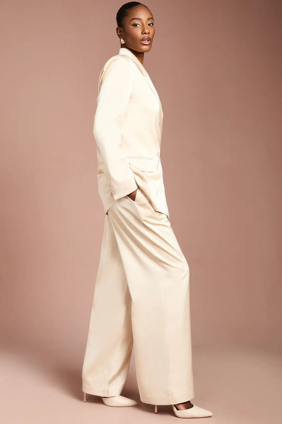 Pantalon Évasé en Satin