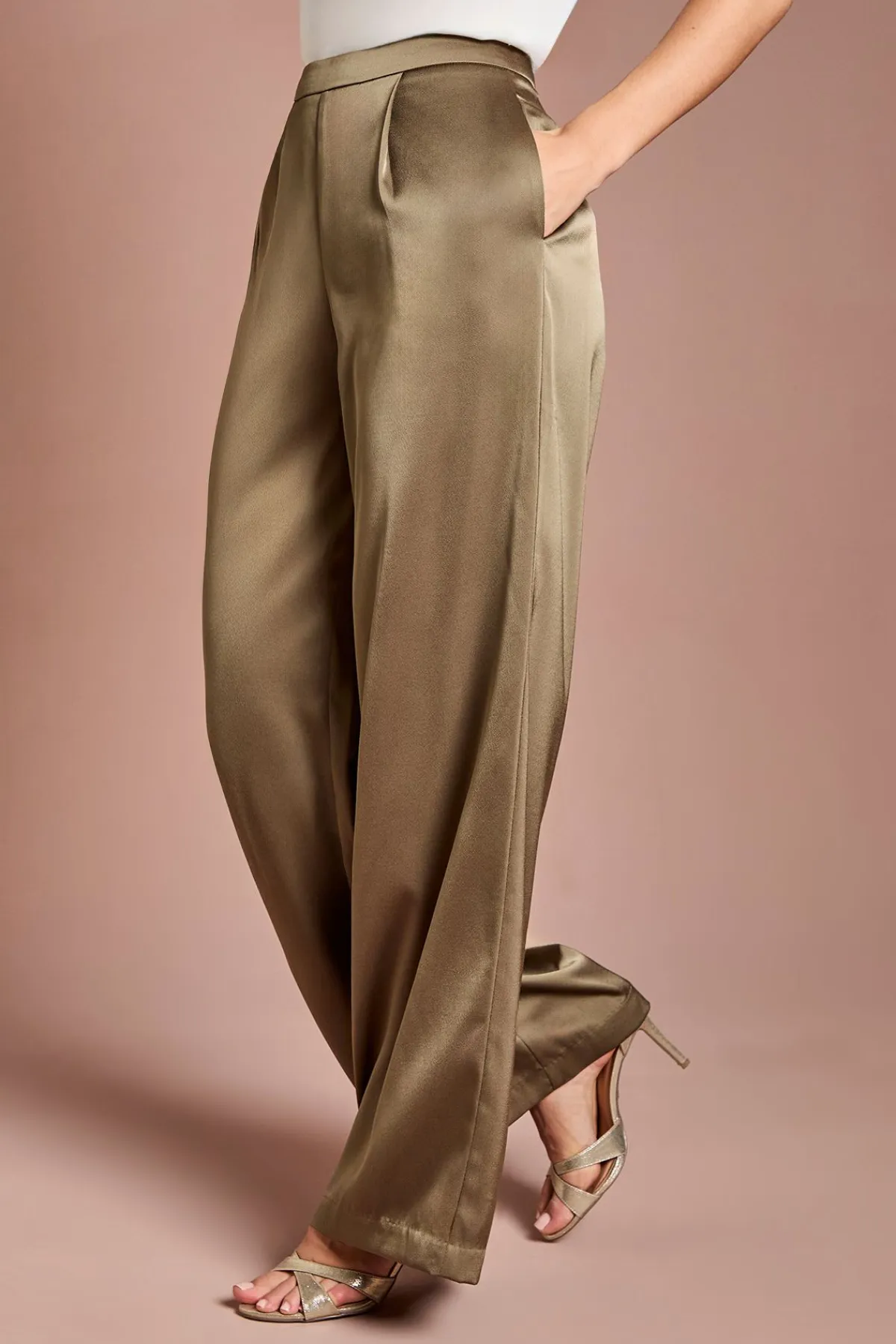 Coast Pantalon Évasé En Satin<Femme Pantalons|Satin Et Dentelle