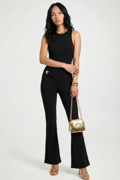 Pantalon Évasé En Tissu Fluide Avec Détail De Bordure Enveloppante