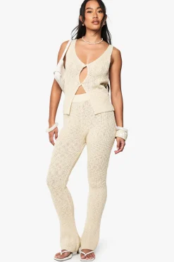 Pantalon évasé en tricot crocheté