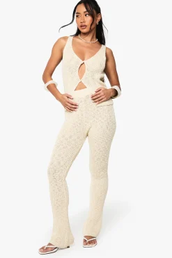 Pantalon évasé en tricot crocheté