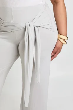 Pantalon Évasé Grande Taille Avec Ceinture Nouée À La Taille