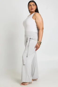 Pantalon Évasé Grande Taille Avec Ceinture Nouée À La Taille