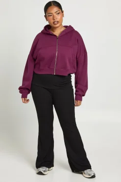 boohoo Pantalon Évasé Grande Taille En Jersey À Taille Repliable<Femme Pantalons