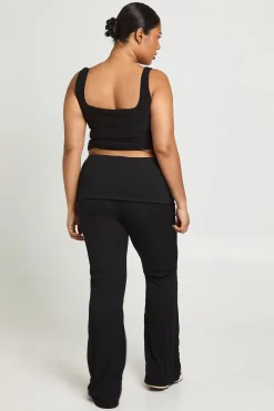 boohoo Pantalon Évasé Grande Taille En Jersey À Taille Repliable<Femme Pantalons