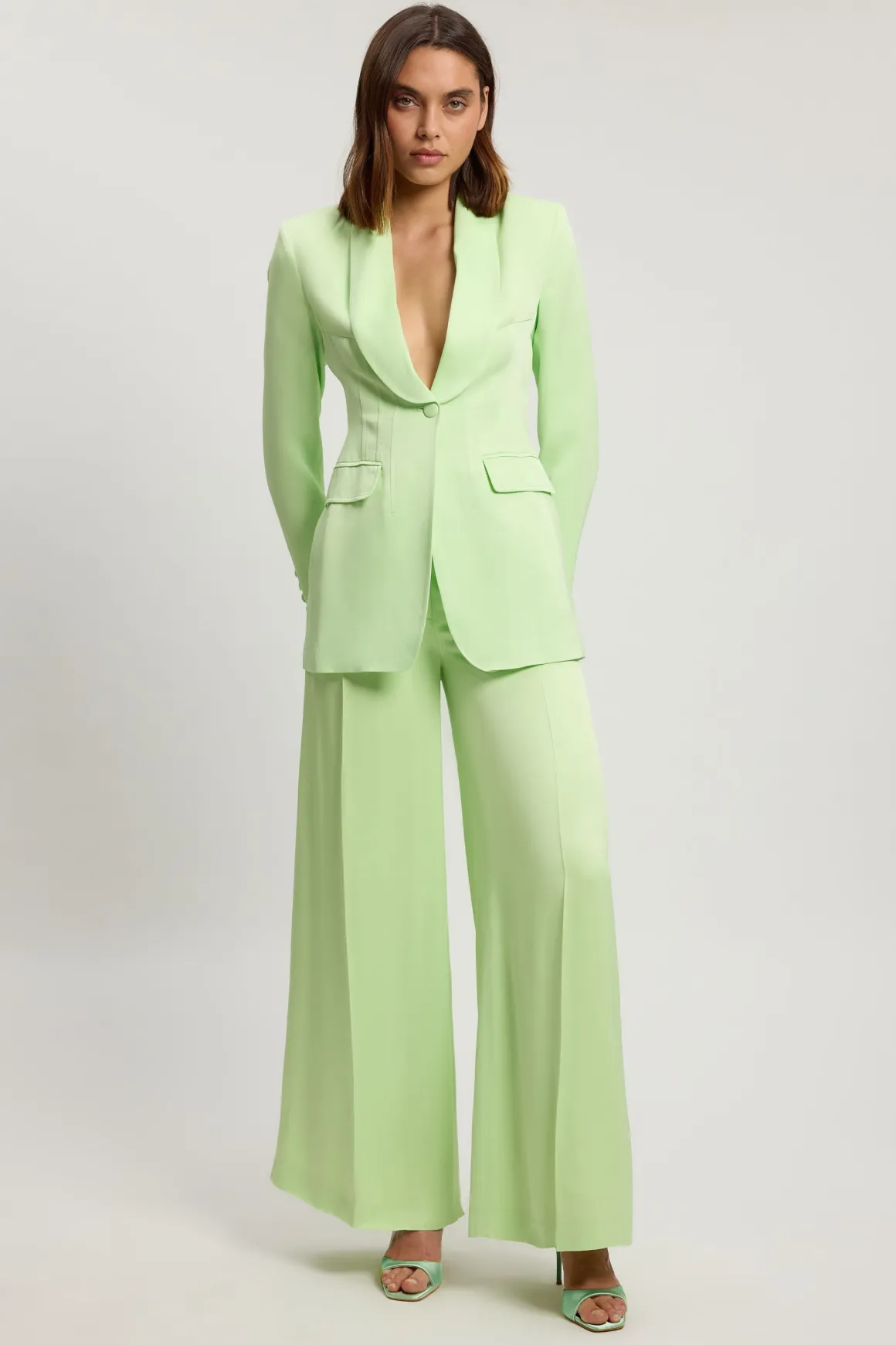 Pantalon Évasé Kick Flare Satiné Ajusté Petite