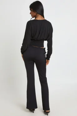 Pantalon Évasé Mat En Slinky Avec Découpes Et Liens Latéraux