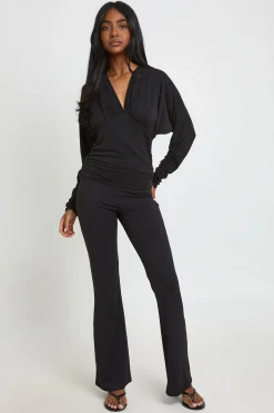 Pantalon Évasé Mat En Slinky Avec Découpes Et Liens Latéraux