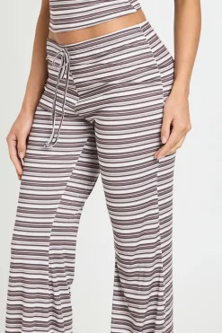 Pantalon Évasé À Rayures Avec Cordon De Serrage