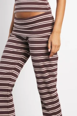 Pantalon Évasé À Rayures Avec Taille Repliable