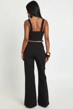 Pantalon Évasé Taille Basse En Bengaline
