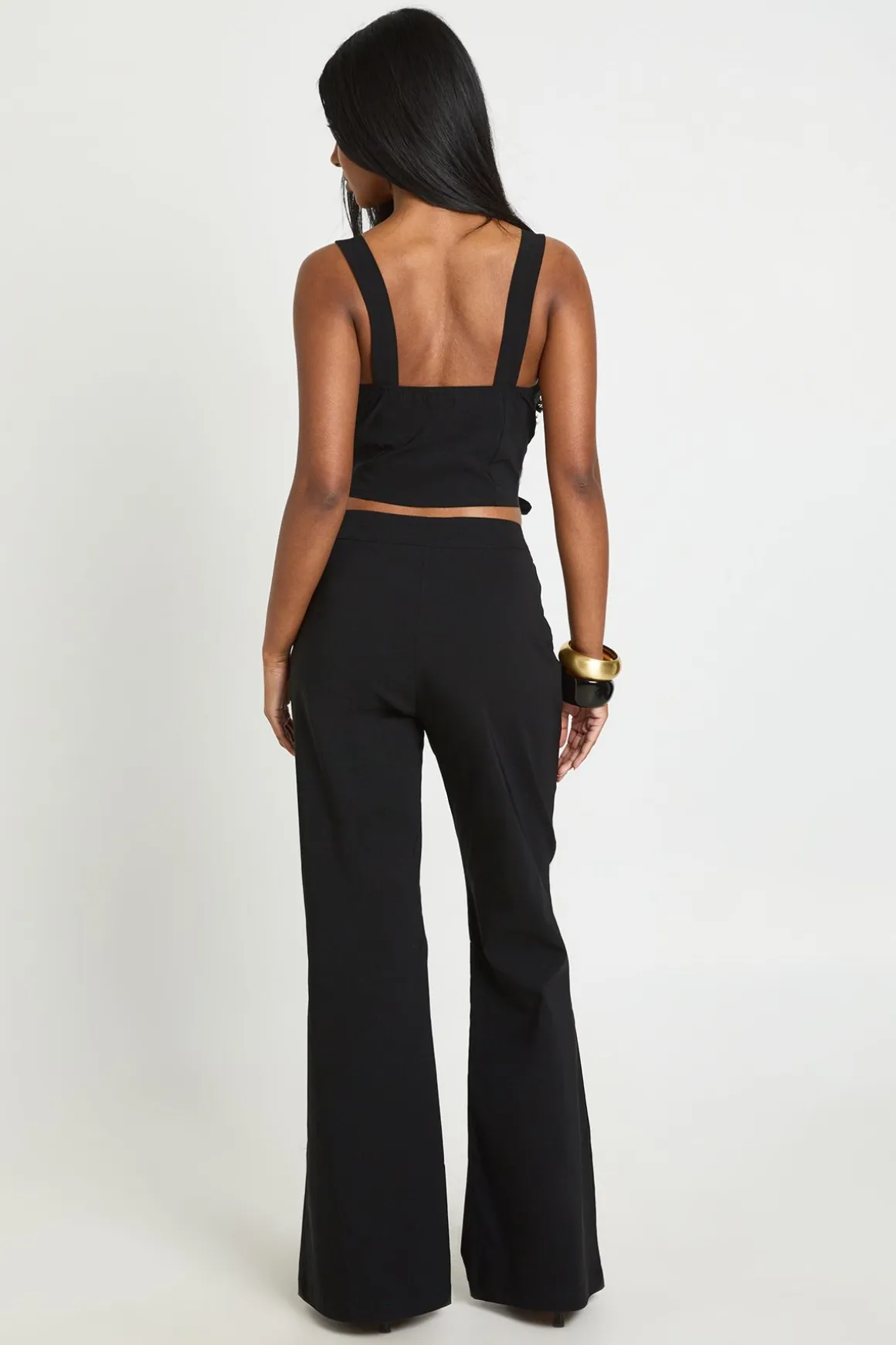 Pantalon Évasé Taille Basse En Bengaline