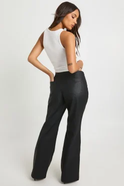 Pantalon évasé à taille en V en synthétique