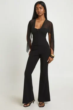 Pantalon Évasé Taille Haute En Bengaline