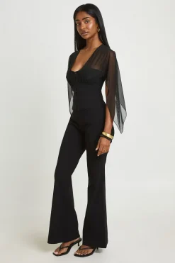 Pantalon Évasé Taille Haute En Bengaline