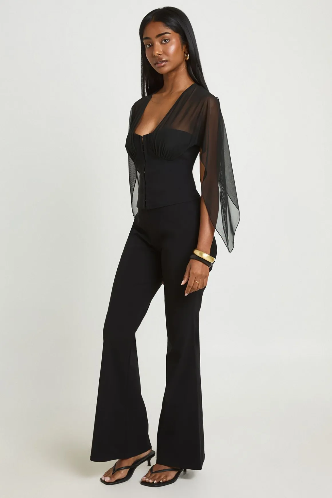 Pantalon Évasé Taille Haute En Bengaline