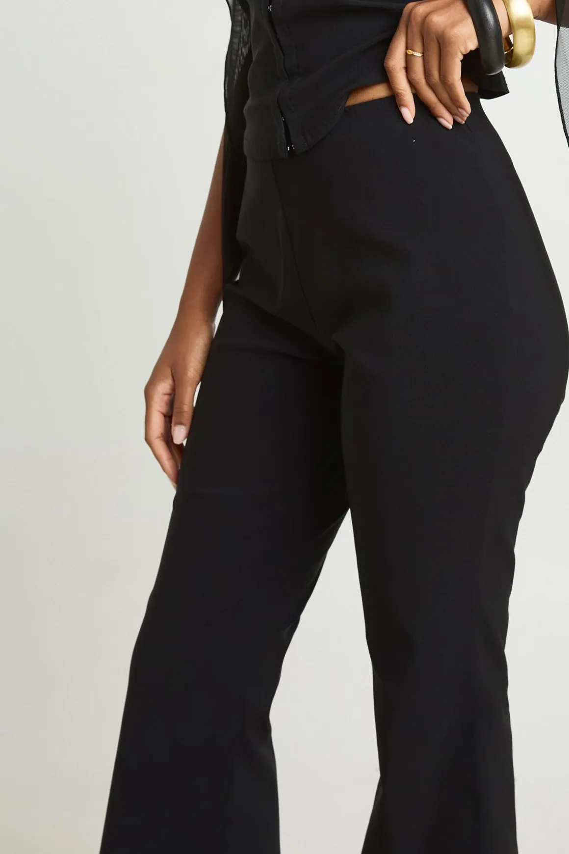 Pantalon Évasé Taille Haute En Bengaline