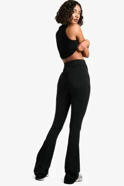 boohoo Pantalon Évasé Taille Haute En Jersey De Coton Avec Détails Froncés Sculptants<Femme Pantalons|Leggings