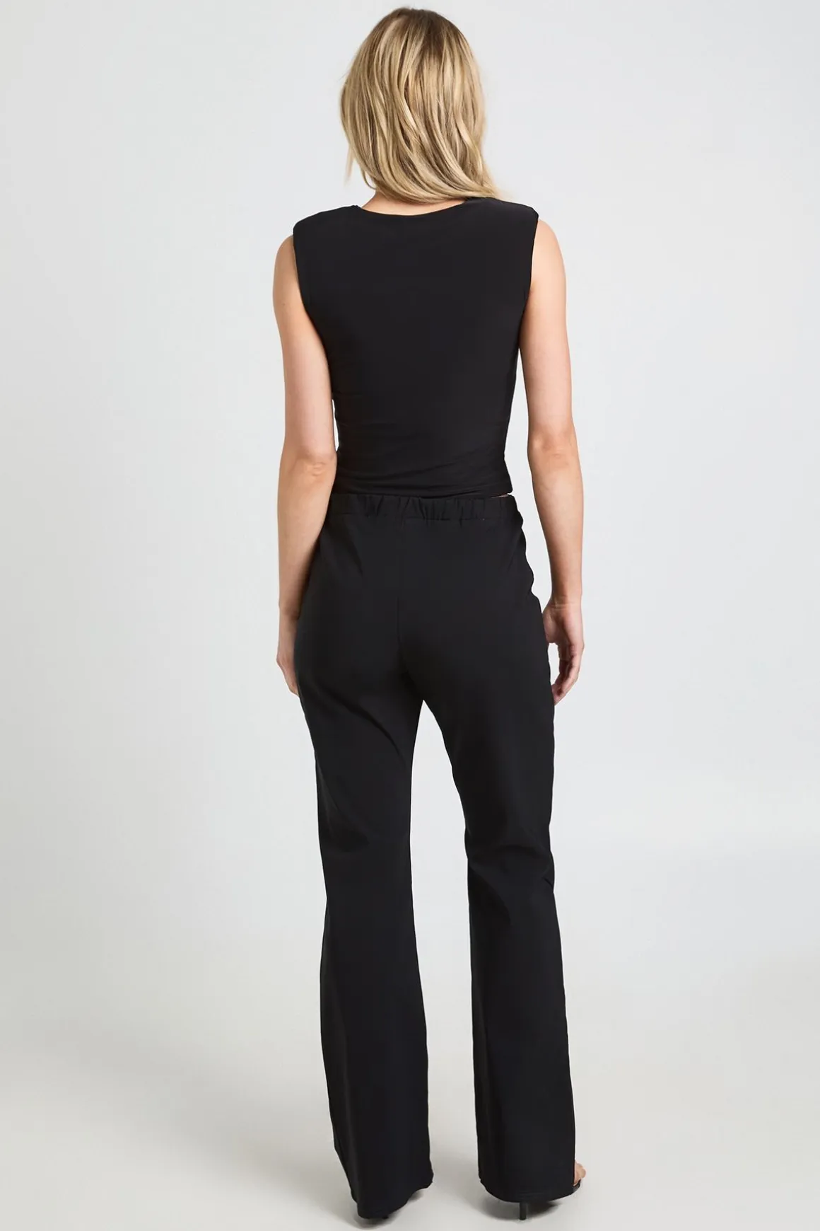 Pantalon Évasé Taille Haute Stretch Petite