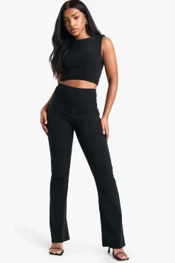 boohoo Pantalon Évasé Taille Haute Stretch<Femme Pantalons