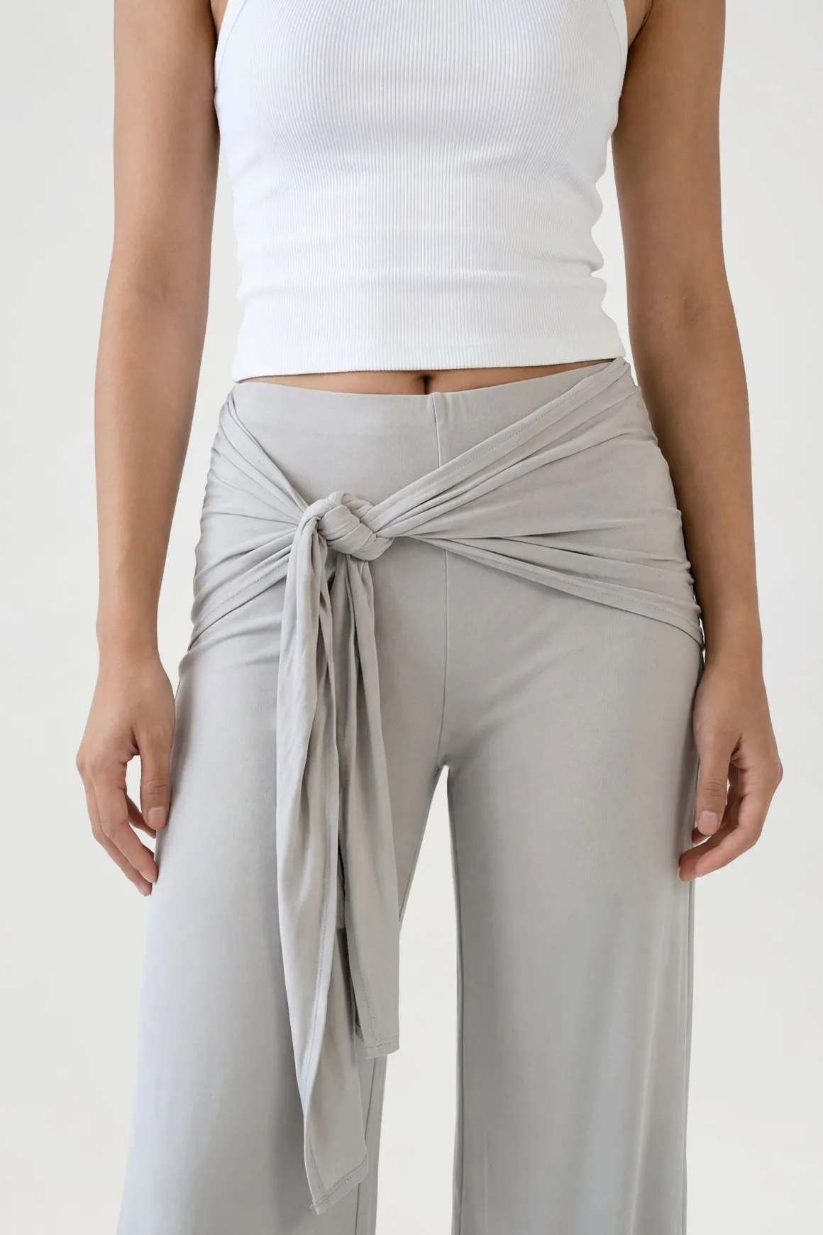 Pantalon Évasé À Taille Nouée