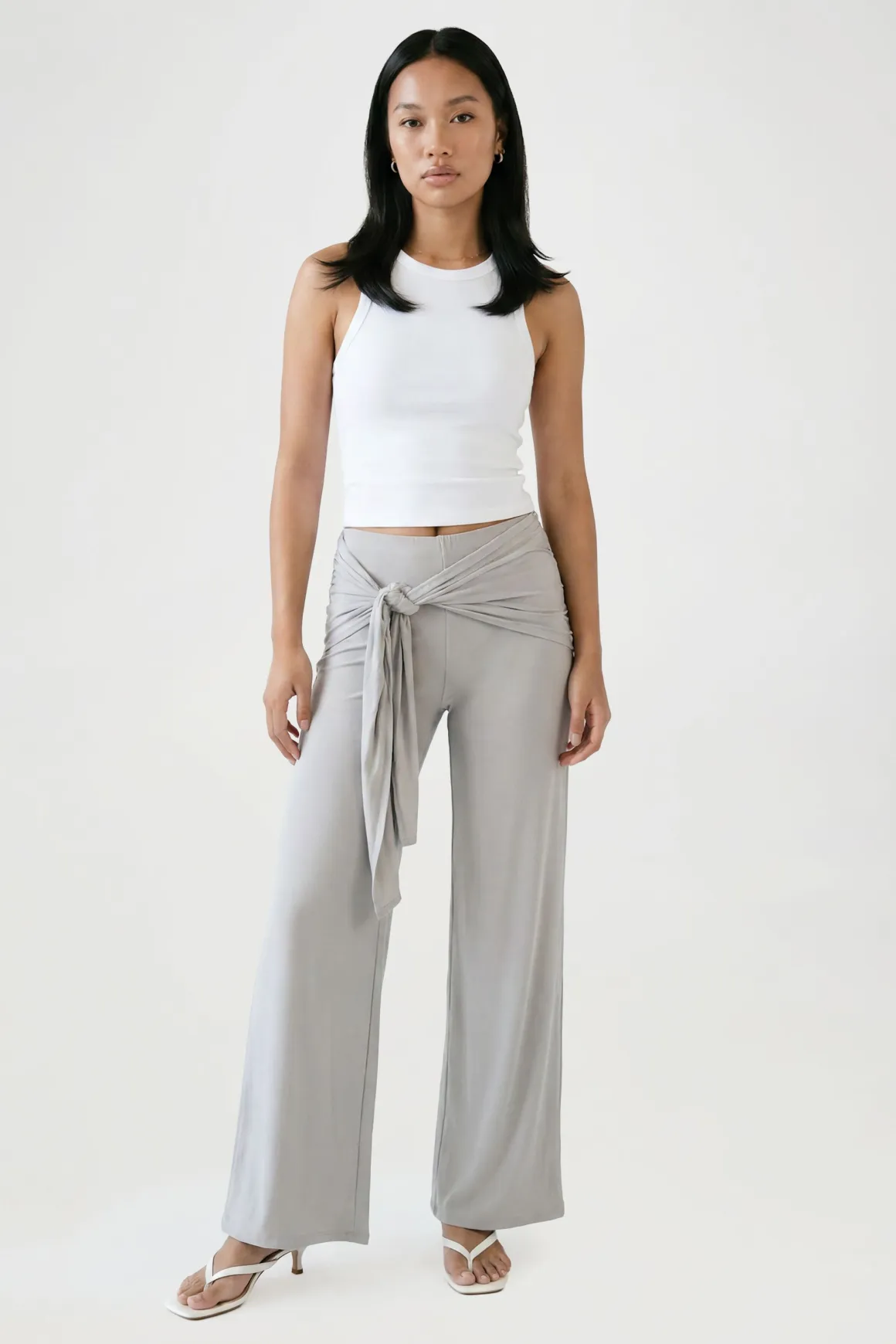 Pantalon Évasé À Taille Nouée