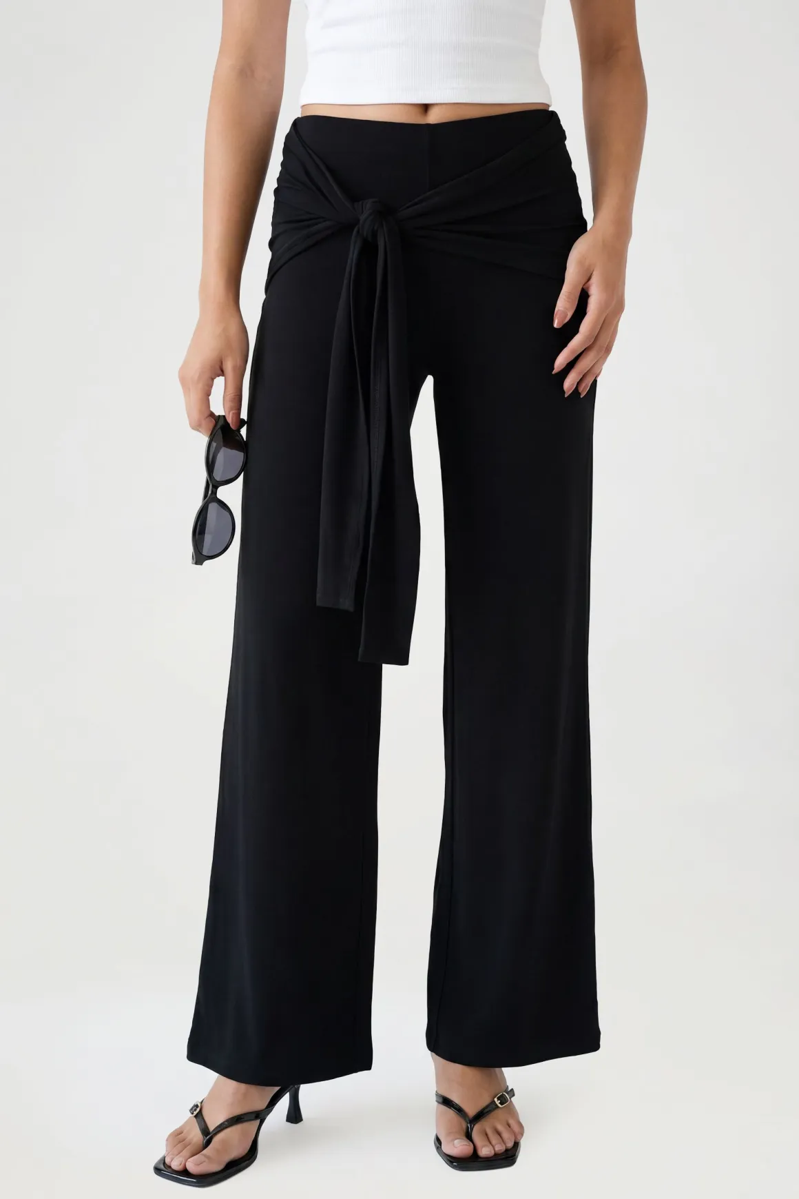 Pantalon Évasé À Taille Nouée