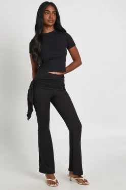 Pantalon Évasé À Taille Nouée Enveloppante