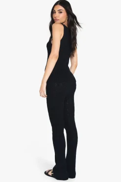 Pantalon évasé tricoté-crochet