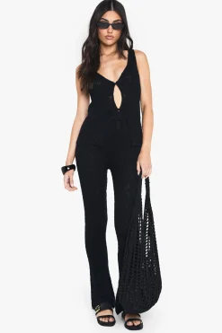 Pantalon évasé tricoté-crochet