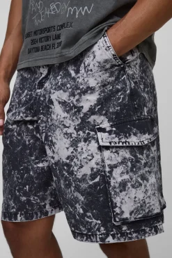 boohooMAN Parachute Acid Wash Cargo Short<Homme Pantalons Cargo