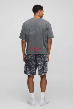 boohooMAN Parachute Acid Wash Cargo Short<Homme Pantalons Cargo