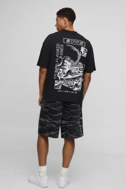 boohooMAN Parachute Crinkle Washed Denim Shorts<Homme Denim|Denim