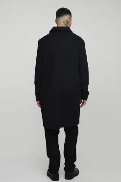 boohooMAN Pardessus long uni, coupe régulière à col en<Homme Tout Afficher|Vestes & Manteaux Tall